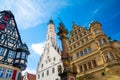 Beautiful architecture of old town Rothenburg ob der Tauber in Bavaria , Germany