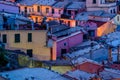 View of famous travel landmark destination Vernazza houses, small mediterranean old sea town with harbour,Cinque terre Royalty Free Stock Photo