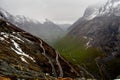 view on the famous Trollstigen mountain road with hairpins during late spring