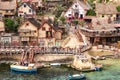 View of the famous village Popeye and bay on a sunny day. Anchor Bay, Malta Royalty Free Stock Photo