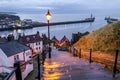 Evening View looking over Whitby Harbour from the stepps Royalty Free Stock Photo