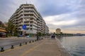 View of famous white tower and buildings of leoforos Nikis at s Royalty Free Stock Photo