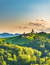 View from famous wine street in south styria, Austria on tuscany like vineyard hills Royalty Free Stock Photo