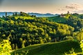 View from famous wine street in south styria, Austria on tuscany like vineyard hills Royalty Free Stock Photo