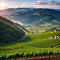 View from famous wine street in south styria, Austria on tuscany like vineyard hills. Tourist destination Royalty Free Stock Photo