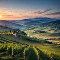 View from famous wine street in south styria, Austria on tuscany like vineyard hills. Tourist destination made with Royalty Free Stock Photo