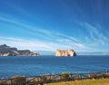 View on the famous Perce rock, Gaspesie, Quebec, Canada Royalty Free Stock Photo