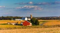 View of a farm and country road in rural York County, Pennsylvania. Royalty Free Stock Photo