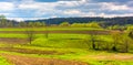 View of farm fields and rolling hills in rural York County, Penn Royalty Free Stock Photo