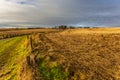 View of the farmhouse, stone mansion. Stonehaven, Aberdeenshire, Scotland, United Kingdom