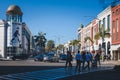 View of the fashionable street Rodeo Drive in Beverly Hills in Los Angeles, California Royalty Free Stock Photo