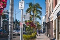 View of the fashionable street Rodeo Drive in Beverly Hills in Los Angeles, California Royalty Free Stock Photo