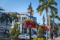 View of the fashionable street Rodeo Drive in Beverly Hills in Los Angeles, California Royalty Free Stock Photo