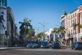 View of the fashionable street Rodeo Drive in Beverly Hills in Los Angeles, California Royalty Free Stock Photo