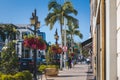 View of the fashionable street Rodeo Drive in Beverly Hills in Los Angeles, California Royalty Free Stock Photo