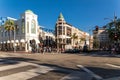 View of the fashionable street Rodeo Drive in Beverly Hills in Los Angeles, California Royalty Free Stock Photo