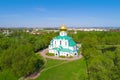 View of the Fedorovsky Cathedral aerial photography. Tsarskoye Selo, St. Petersburg