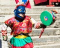 Ghing with drums, masked dance at Mani Rimdu festival, Tengboche monastery, Nepal