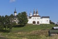 View Ferapontov monastery from the lake shore. Ferapontovo Village, District of Kirillov, Vologda region, Russia Royalty Free Stock Photo