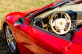 View of a Ferrari sports car cockpit