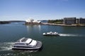 View at ferries in Sidney harbour with Opera house