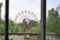 View of Ferris Wheel from gymnasium Pripyat Chernobyl Ukraine Royalty Free Stock Photo