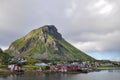 Lovund island and harbor in Helgeland archipelago on sunny summer morning Royalty Free Stock Photo