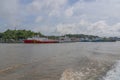 View from the ferry to Waisai at Sorong with boats at the pier