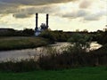 View of the Ferrybridge Power Station from Fairburn Ings, Yorkshire Royalty Free Stock Photo