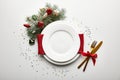 Top view of festive Christmas table Royalty Free Stock Photo