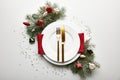 Top view of festive Christmas table Royalty Free Stock Photo