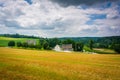 View of fields and houses in rural Baltimore County, Maryland. Royalty Free Stock Photo