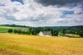 View of fields and houses in rural Baltimore County, Maryland. Royalty Free Stock Photo