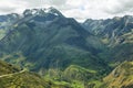 View of fields in the way to Huanuco, Peru Royalty Free Stock Photo