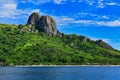 View of Fiji`s tropical islands from a cruise