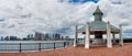 View of Financial District and Harbor from Piers Park in Boston, Massachusetts, USA Royalty Free Stock Photo