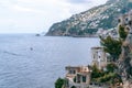 A view of the Fiordo of Furore in Amalfi coast, Travel and vacation concept. Italy. Apartment with sea view. Steep cliff. High