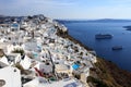 View of Fira, Santorini. Fira is the main stunning cliff-perched town on Santorini, member of the Cyclades islands, Aegean sea. Royalty Free Stock Photo