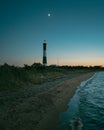 View of Fire Island Lighthouse at sunset, Fire Island, New York Royalty Free Stock Photo