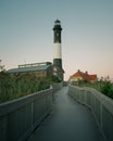 View of Fire Island Lighthouse at sunset, Fire Island, New York Royalty Free Stock Photo