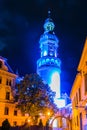 View of the fire tower during night in Sopron, Hungary...IMAGE Royalty Free Stock Photo