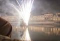 View of fireworks over the Arno Royalty Free Stock Photo
