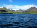 View of a fish camp from the deck of a gillnetter in False Pass