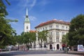 View of the Fish square with the column of the Holy Trinity. Bratislava