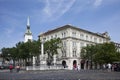 View of the Fish square with the column of the Holy Trinity. Bratislava,