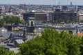 The view from the Fisherman`s Bastion towards the Chain Bridge and Pest District in Budapest Royalty Free Stock Photo