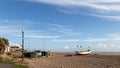 WORTHING, WEST SUSSEX/UK - NOVEMBER 13 : View of a fishing boat on the beach in Worthing West Sussex on November 13, 2018