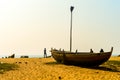 View of Fishing boats on beautiful sea shore at sunrise or sunset Royalty Free Stock Photo