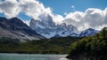 View on the Fitz Roy Skyline in Patagonia near El Chalten, Argentina.