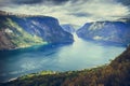 View of the fjords at Stegastein viewpoint in Norway Royalty Free Stock Photo